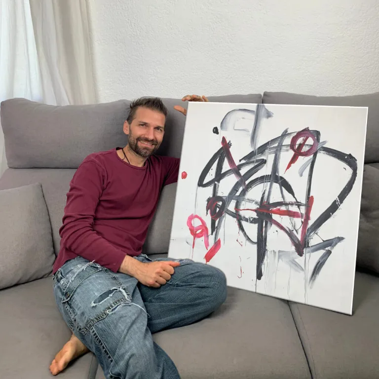 The artist Emanuele Fortunati with his disobedient art